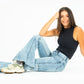 70s Light Blue Mid Rise Flare Jeans