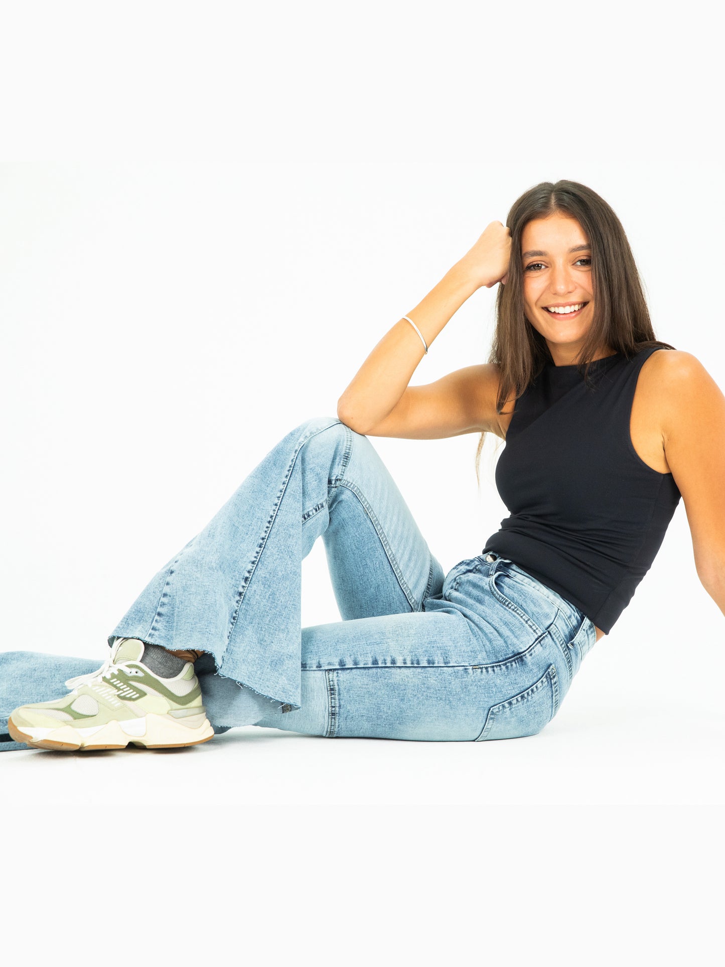 70s Light Blue Mid Rise Flare Jeans