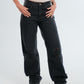 Black Ripped Mid Rise Straight Jeans