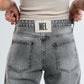 Light grey mid rise straight jeans