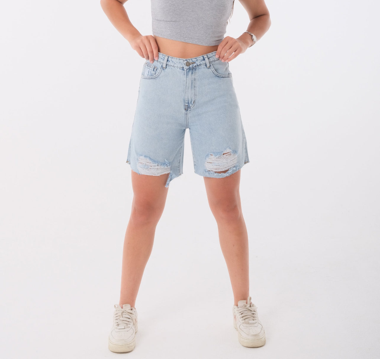 Light Blue Mid-Thigh Shorts