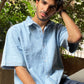 Light blue short sleeve denim shirt