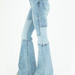 70s Light Blue Mid Rise Flare Jeans