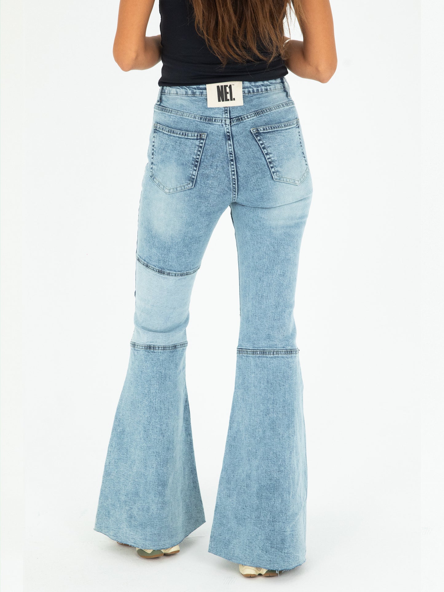 70s Light Blue Mid Rise Flare Jeans