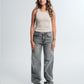 Light grey mid rise straight jeans