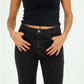 70s Black Mid Rise Flare Jeans