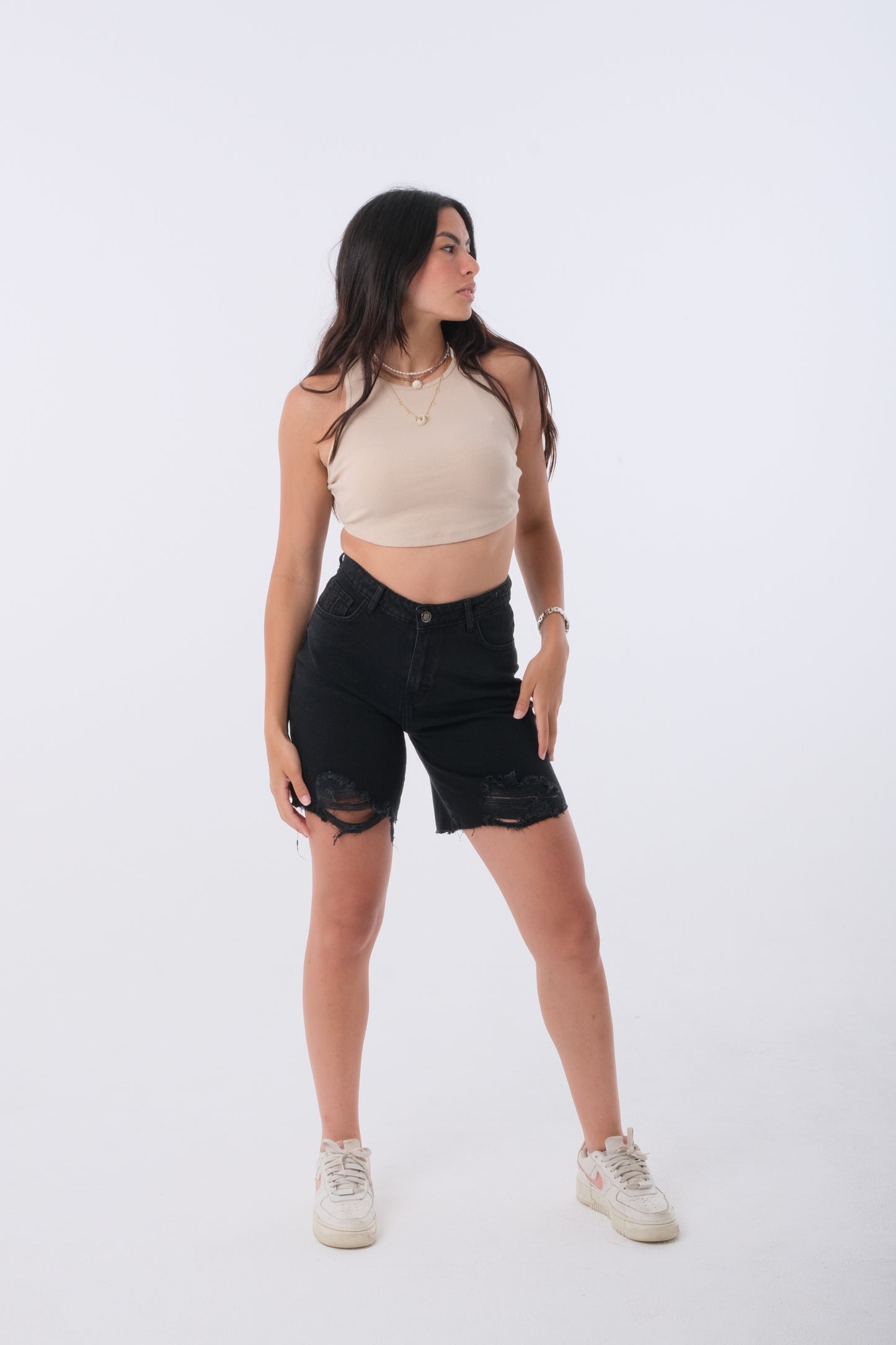 Charcoal Mid-Thigh Shorts