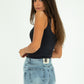 70s Light Blue Mid Rise Flare Jeans