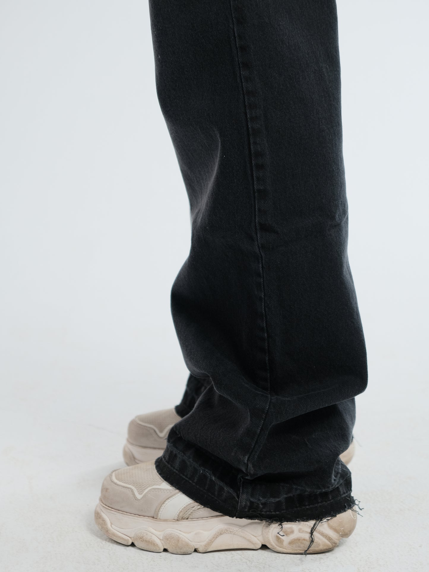 Black Mid Rise Straight Jeans