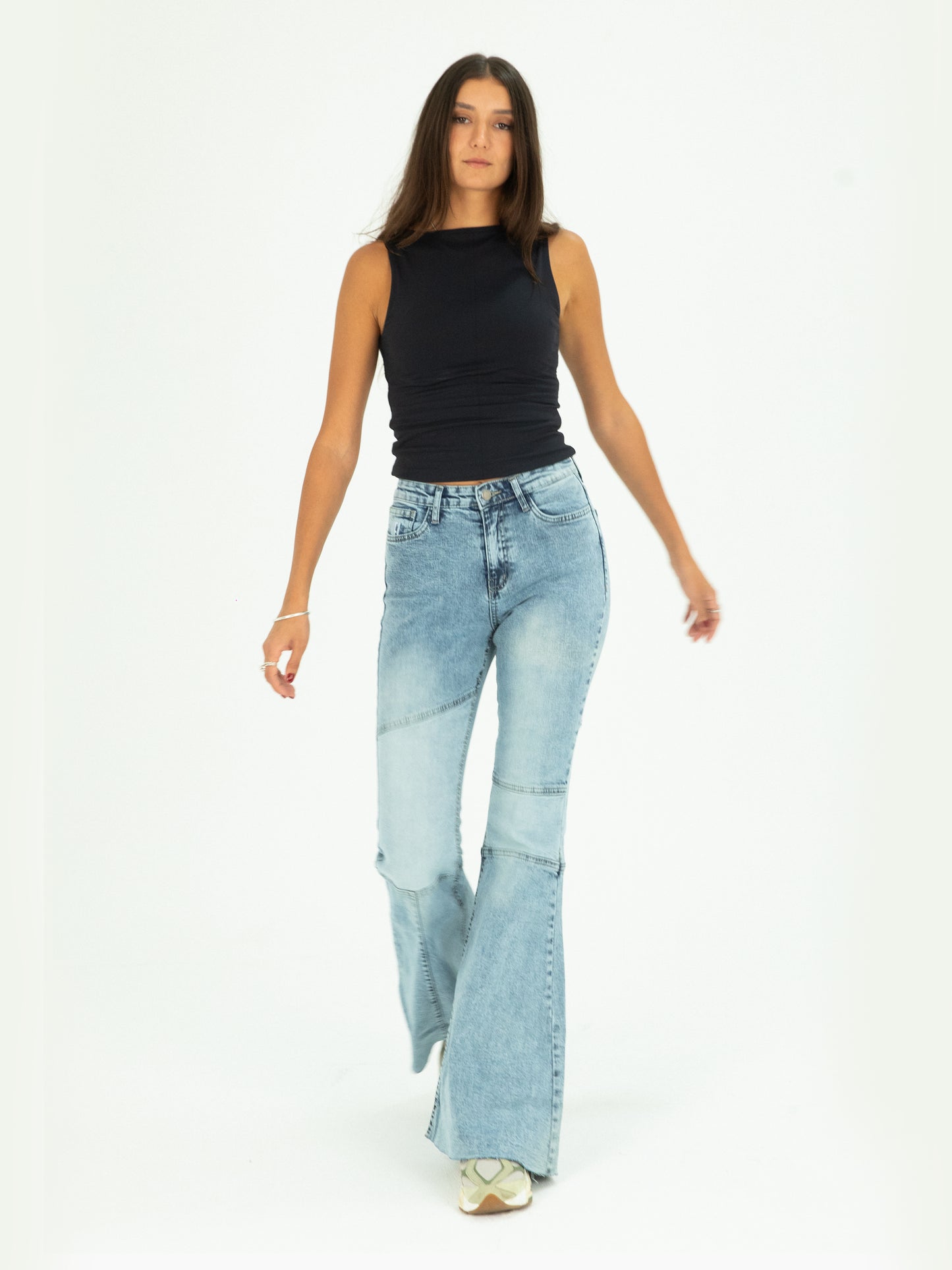 70s Light Blue Mid Rise Flare Jeans