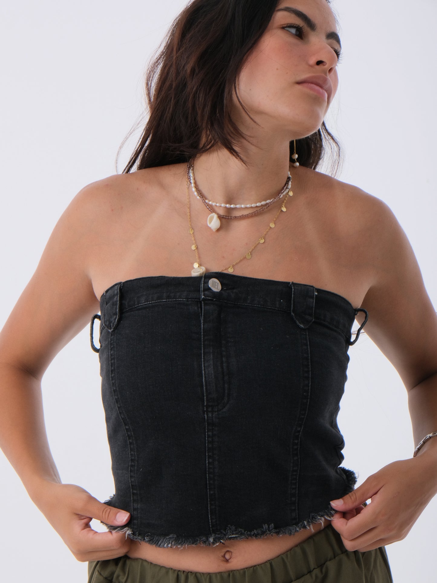 Charcoal Denim Corset