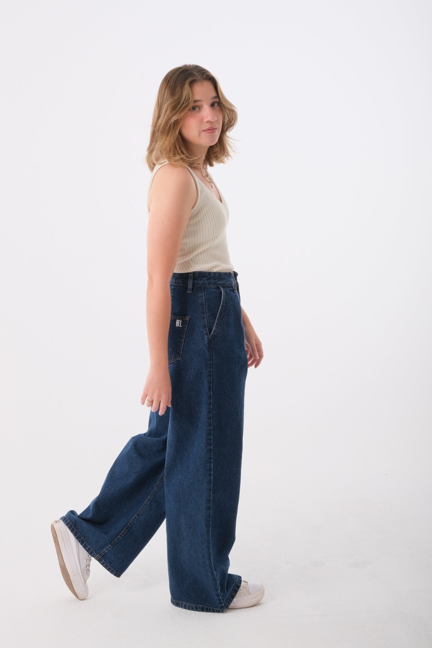 Dark Blue Wide Leg Jeans