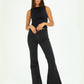 70s Black Mid Rise Flare Jeans