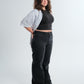 Black Mid Rise Straight Jeans