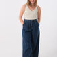 Dark Blue Wide Leg Jeans