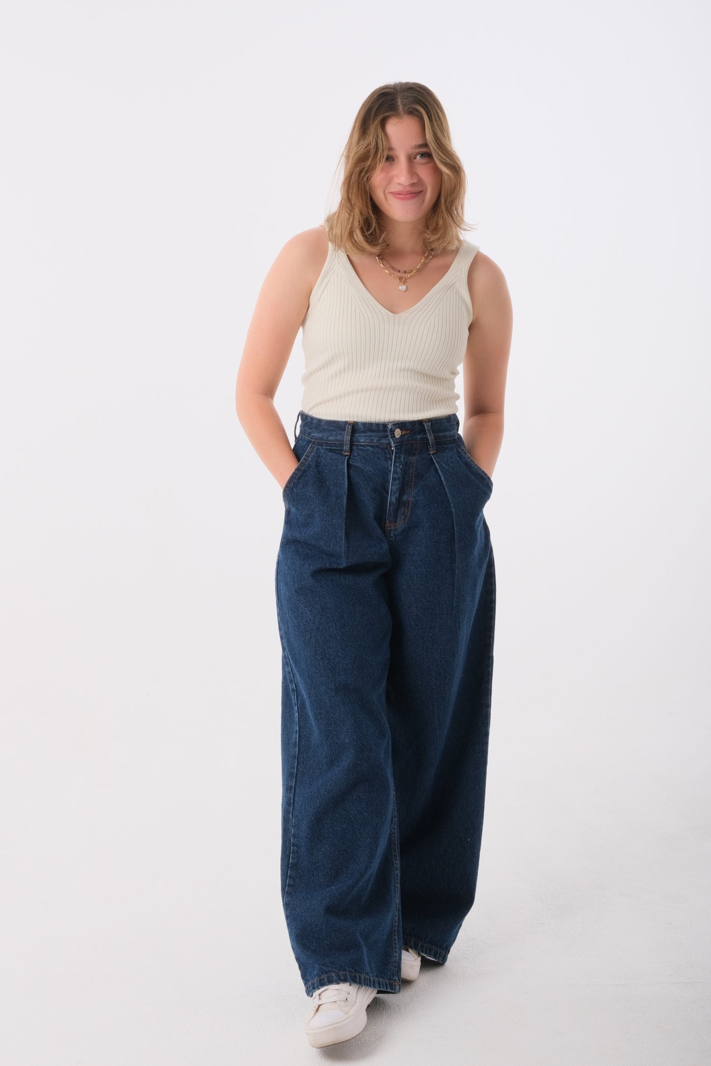 Dark Blue Wide Leg Jeans